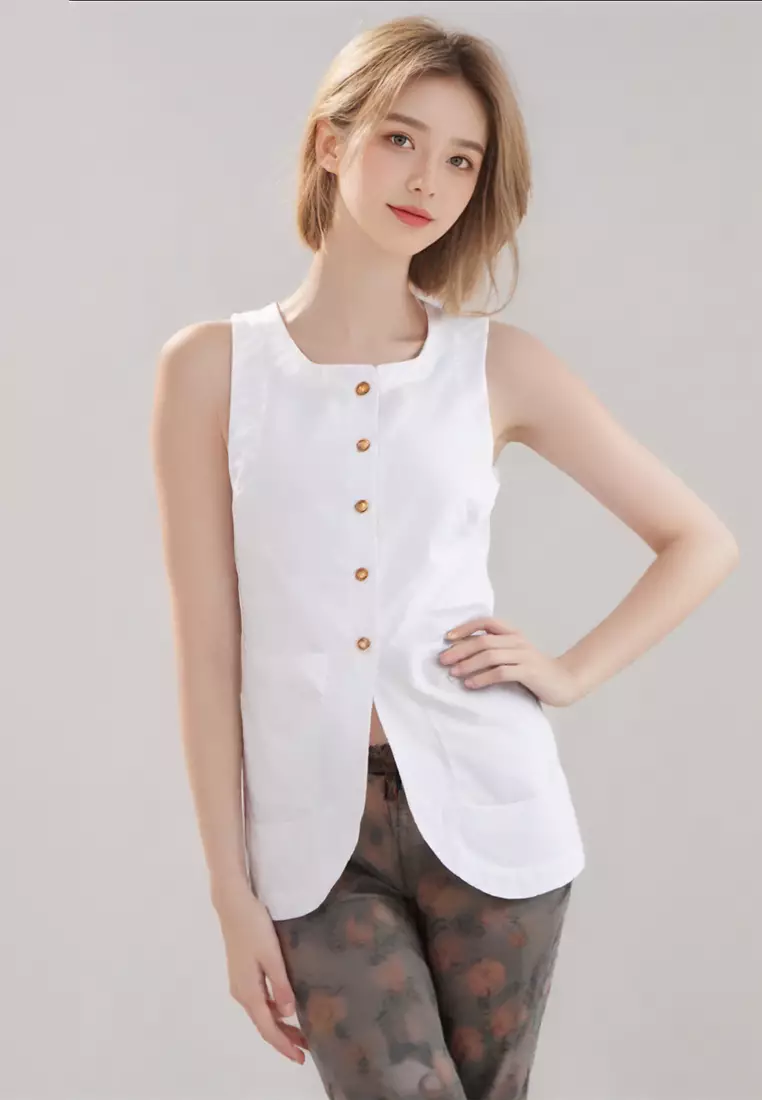 Buy Sunnydaysweety Summer pure cotton square neck sleeveless