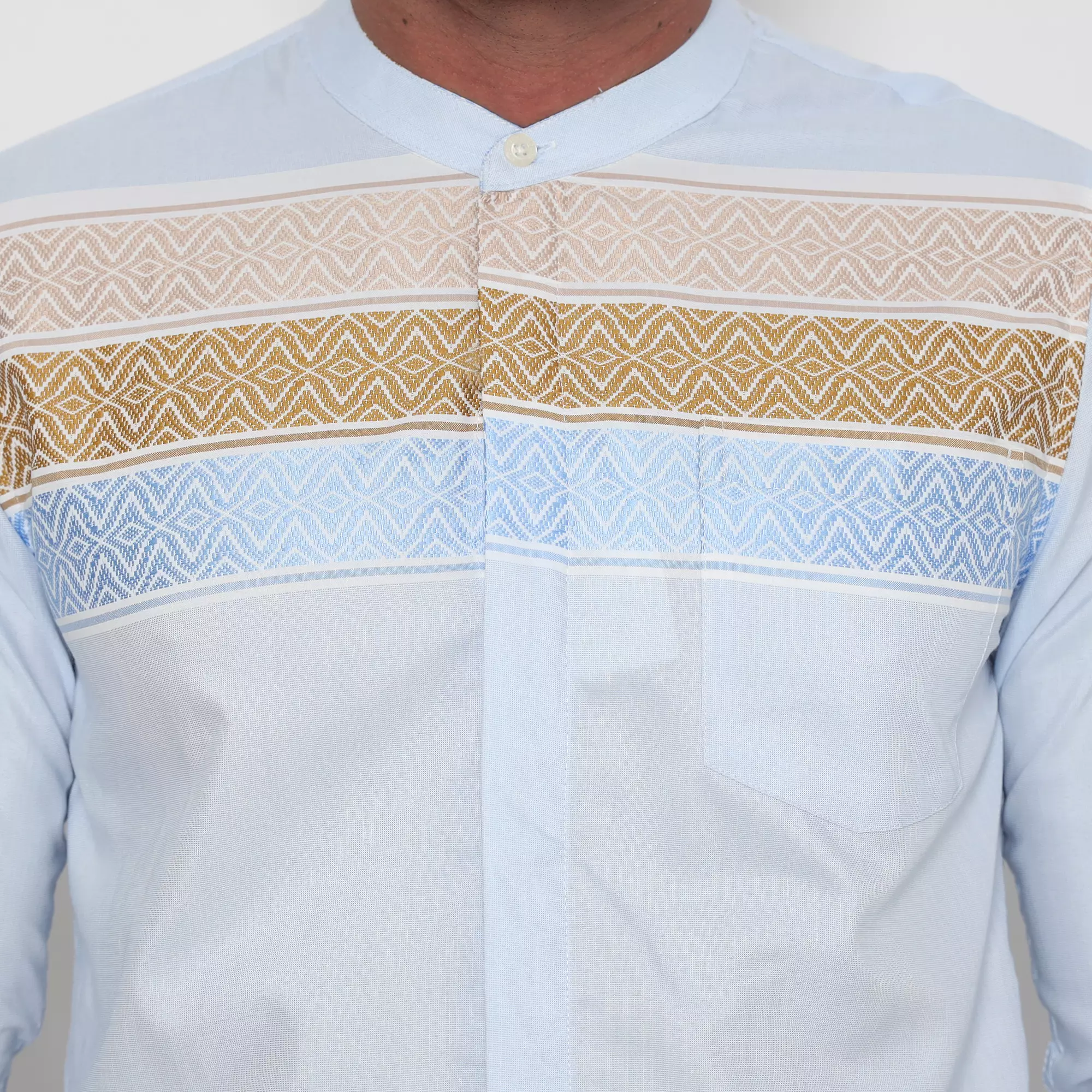 Platini Kemeja Pria Koko Shanghai Lengan Panjang Biru 961201