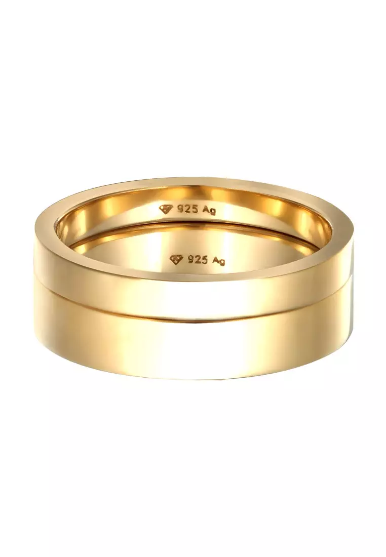 EXCLUSIVE Cincin Perhiasan Perak 925 Pria Band Gold Plated