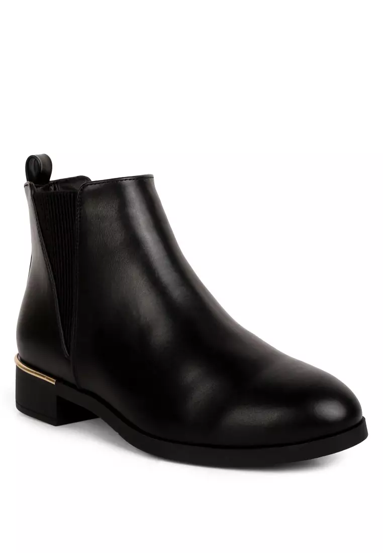 Black faux croc metal trim chunky chelsea discount boots