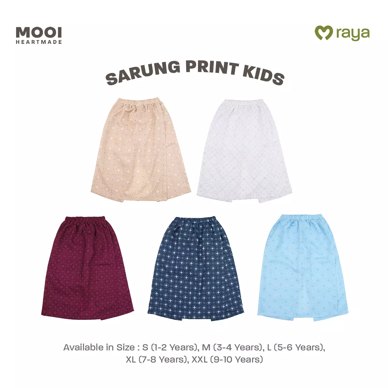 Mooi Sarung Print Sarung Anak Laki - Laki Raya Collection - Brown Beige