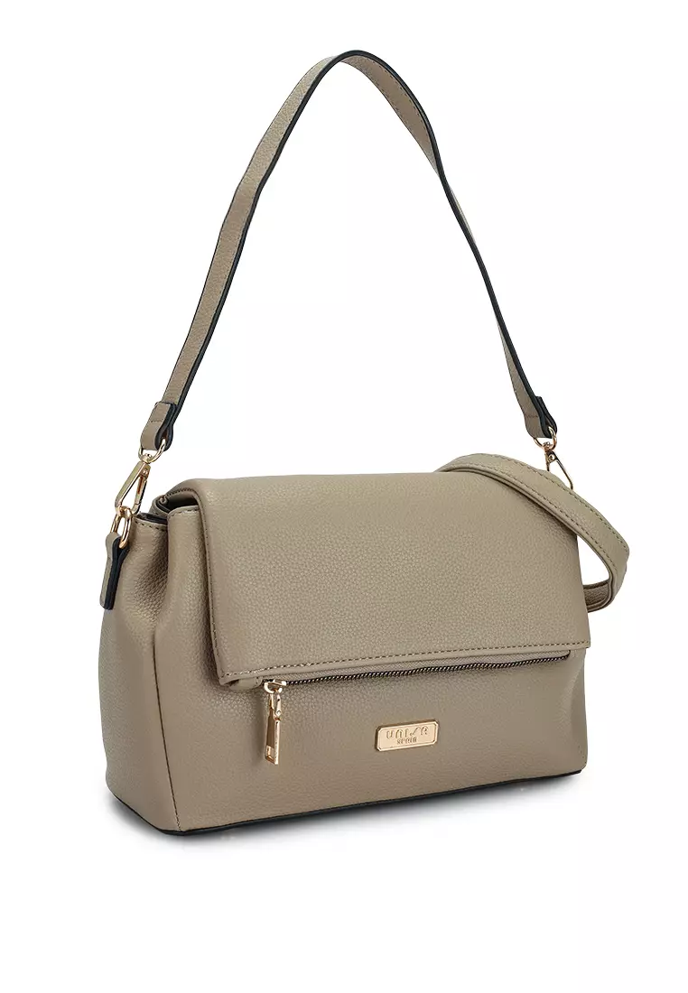 Pebbled Flap Over Convertible Top Handle Bag