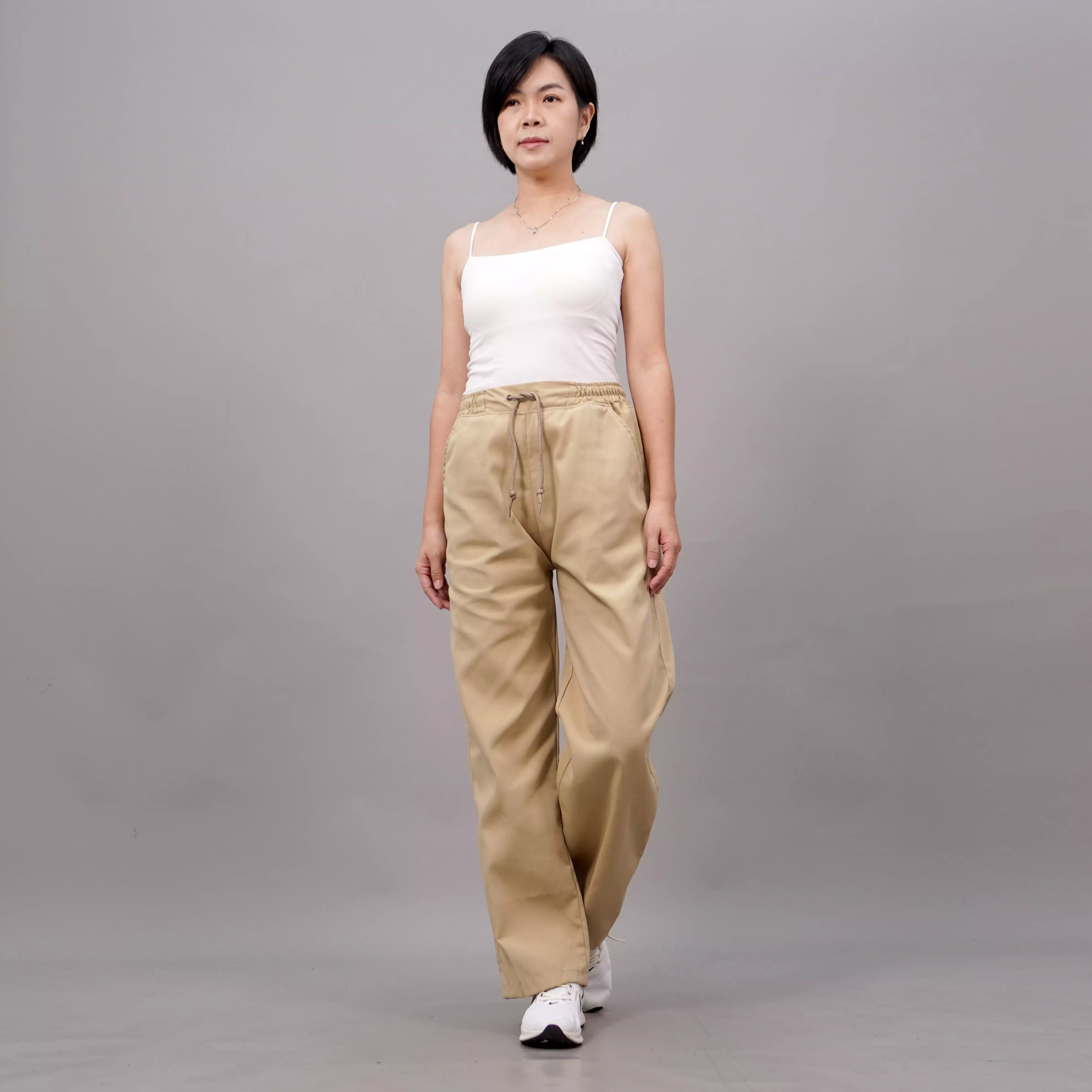 SAMY Celana Loose Pants Wanita Baggy Pants Wanita Celana Panjang Wanita - KREM