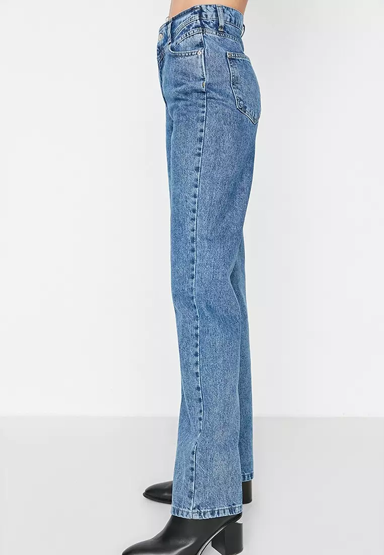Waist Detail High Waist 90's Wide Leg Jeans