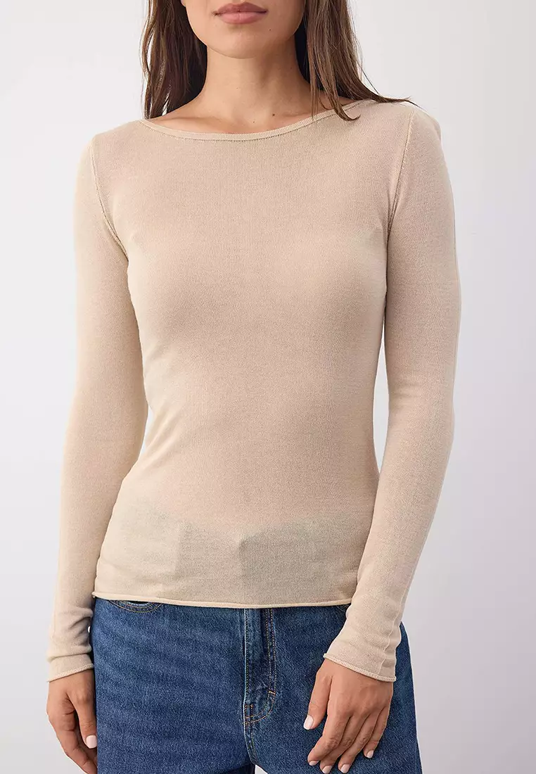 T-shirt Donna Trendyol Basic | Girocollo A V Morbida | Vestibilità Slim In Cotone Riciclato