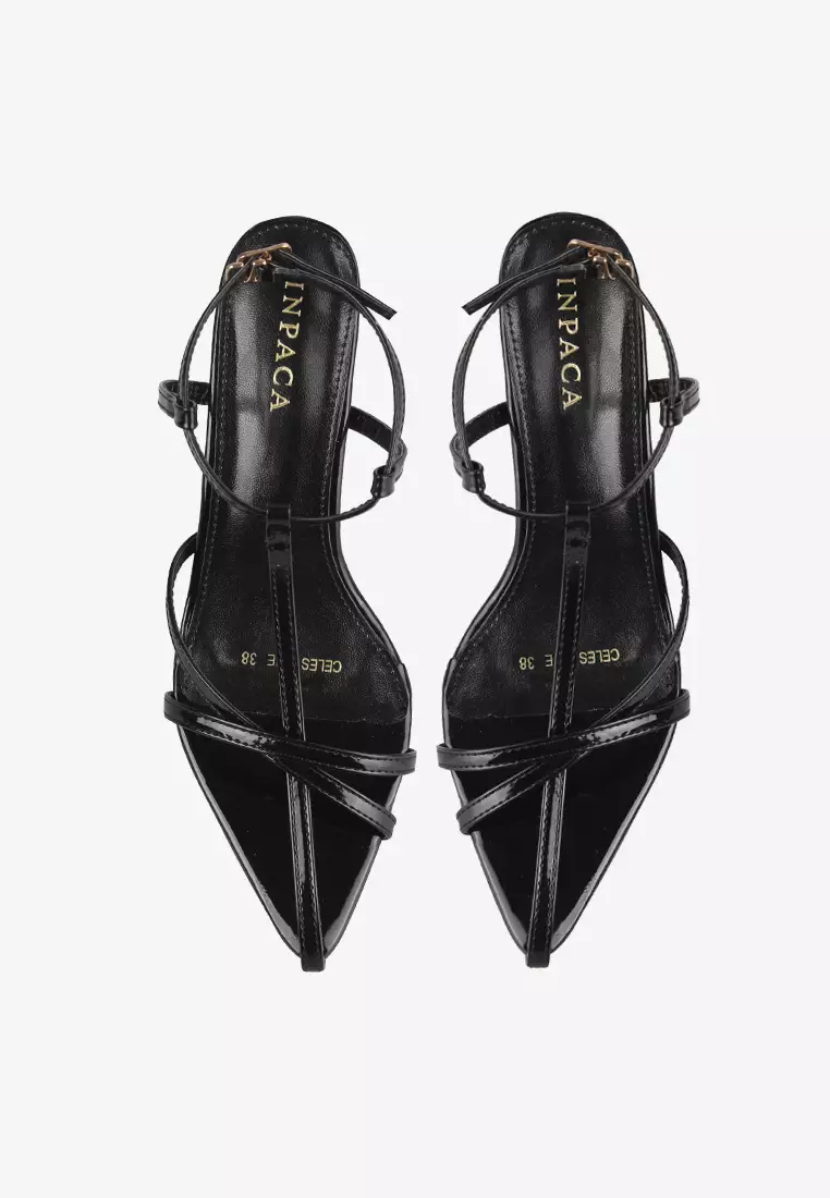 Celestine Pointy Strappy Spool Heels Tali Pesta