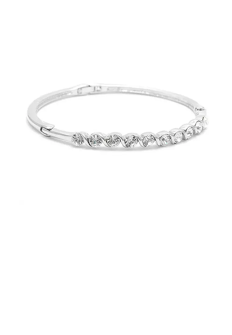 Elegant Bangle with Silver Austrian Element Crystals