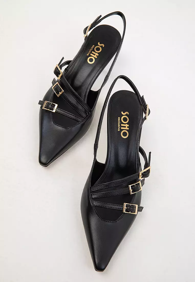 Slingback Buckle Strap Heels