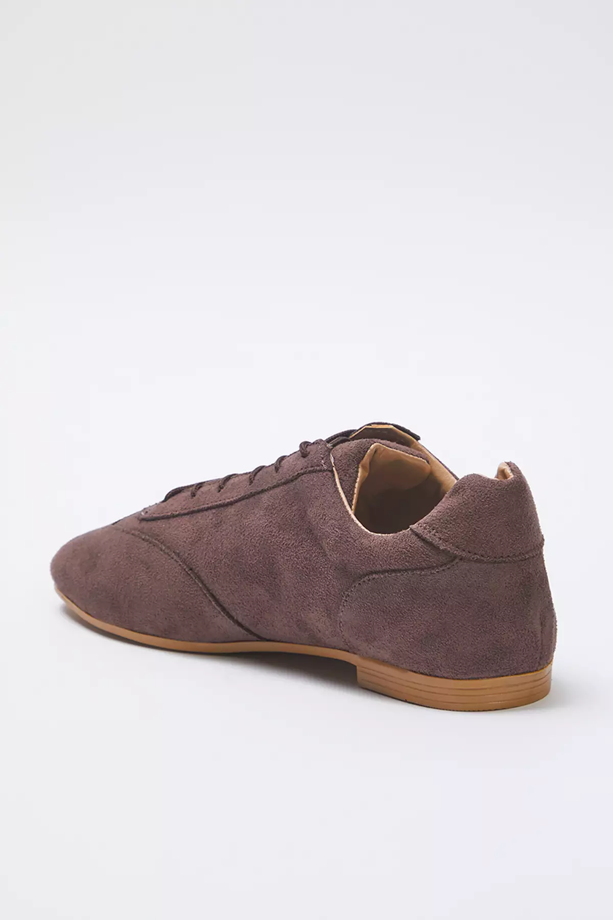 Brown Suede Lace-Up Women Sneaker Takss25Sn00060