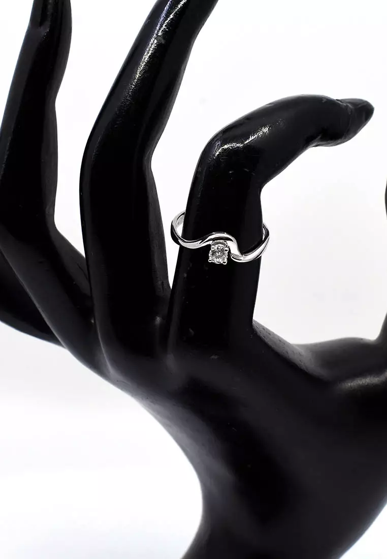 18K Italian Made White Gold Lady Ring with Diamonds