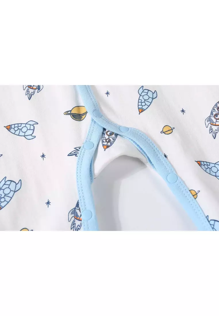 Baby Embroidered Rocket Button Sleepsuit All In One Jumpsuit