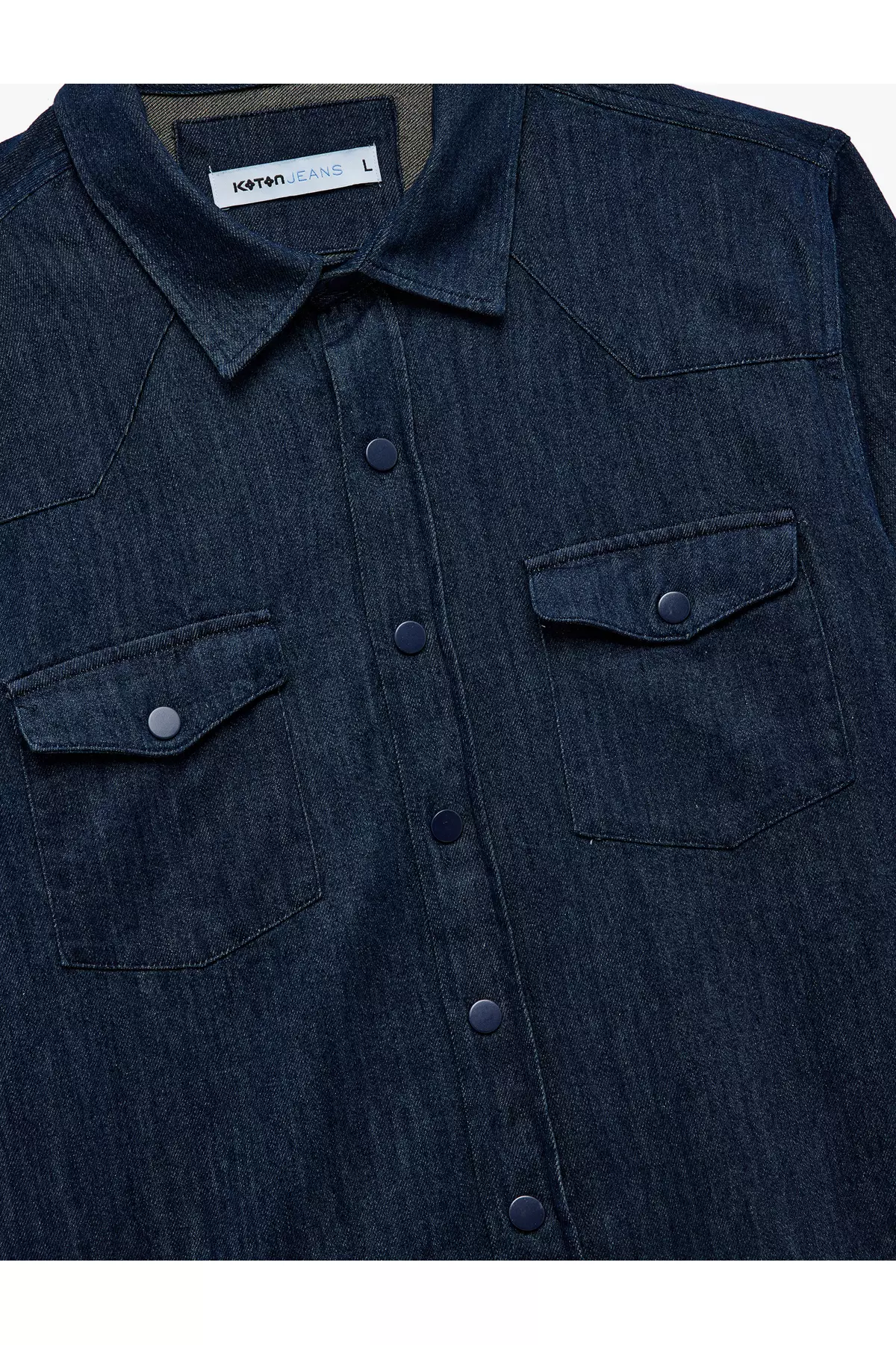 Classic Collar Jean Shirt Jacket With Flap Pocket And Stitching Detail