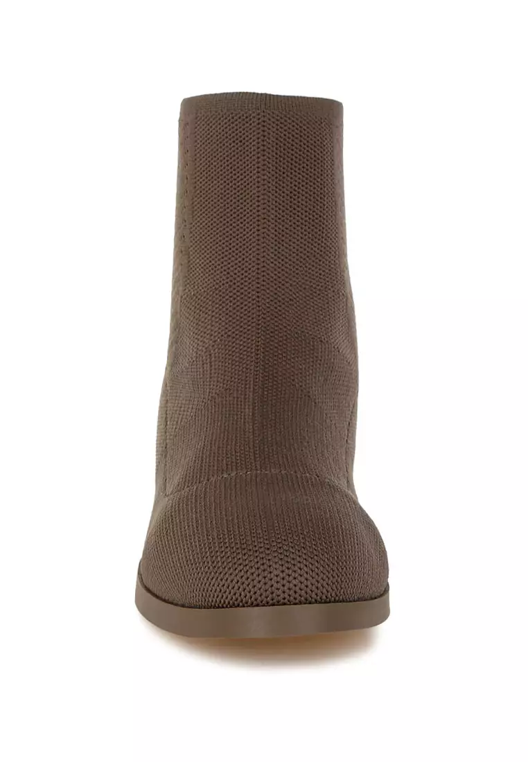 Knitted Sock Boots in Taupe