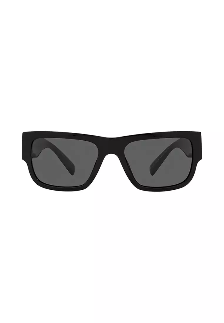 Men's Rectangle Frame Black Acetate Sunglasses - VE4406