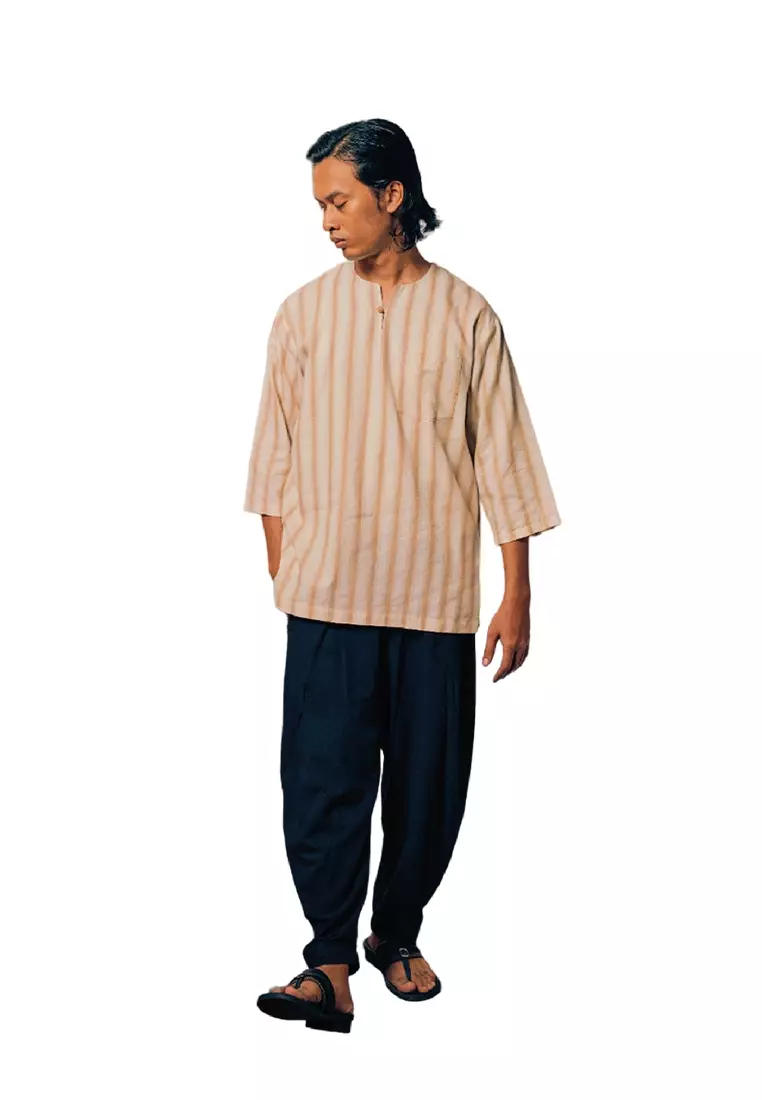 UMMA Indera Kurta Bakawali Raya 2024 in Stripe Brown