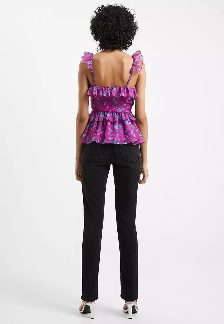 ADEN BAI LUREX FRILL CAMI TOP