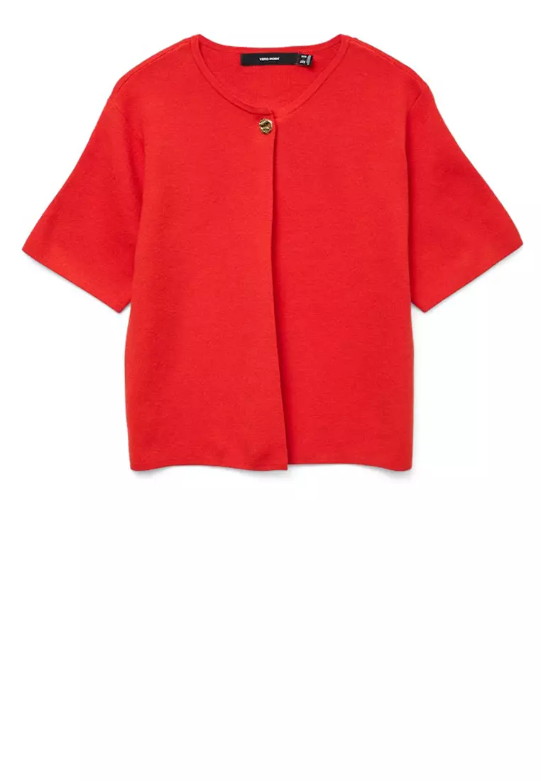 Short Sleeves One Button Cardigan