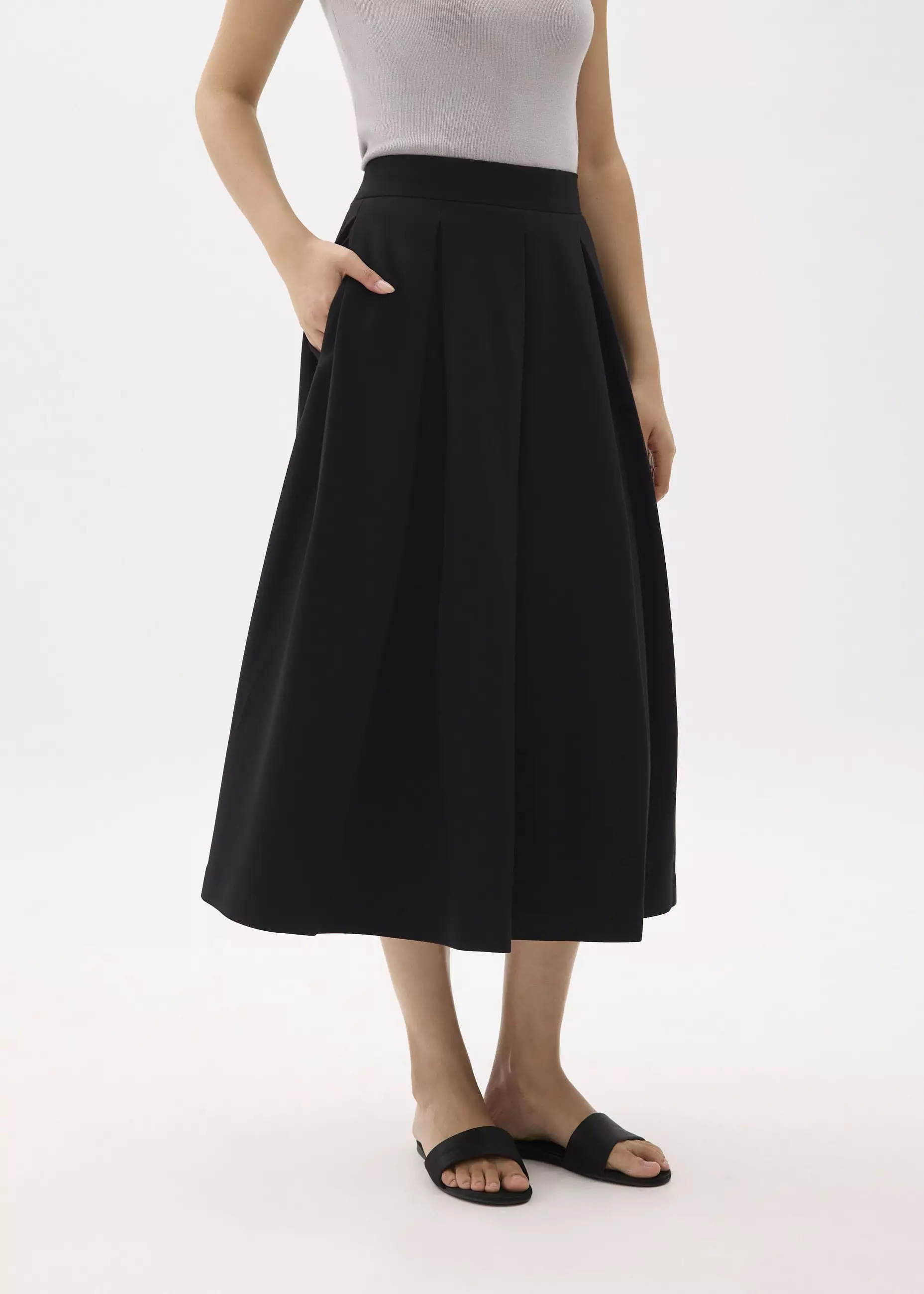 Rok Wanita - Lara Elastic Reversible Pleated Midi Skirt