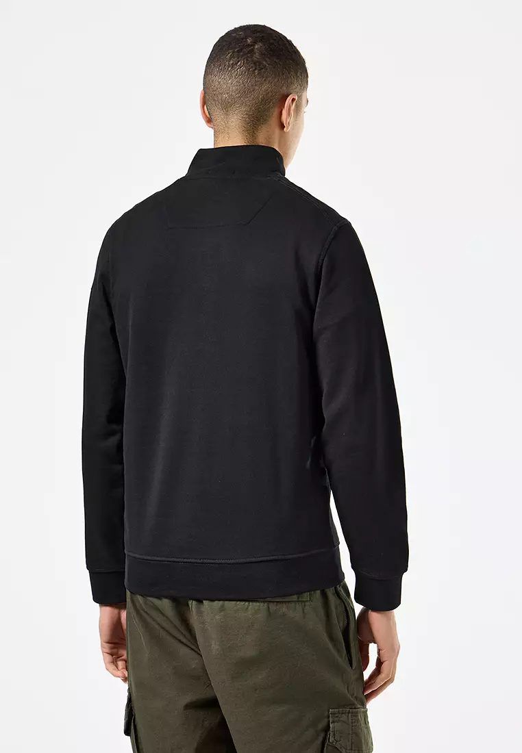MENS BLACK KRAVIZ 1/4 ZIP WITH PARACHUTE DETAIL