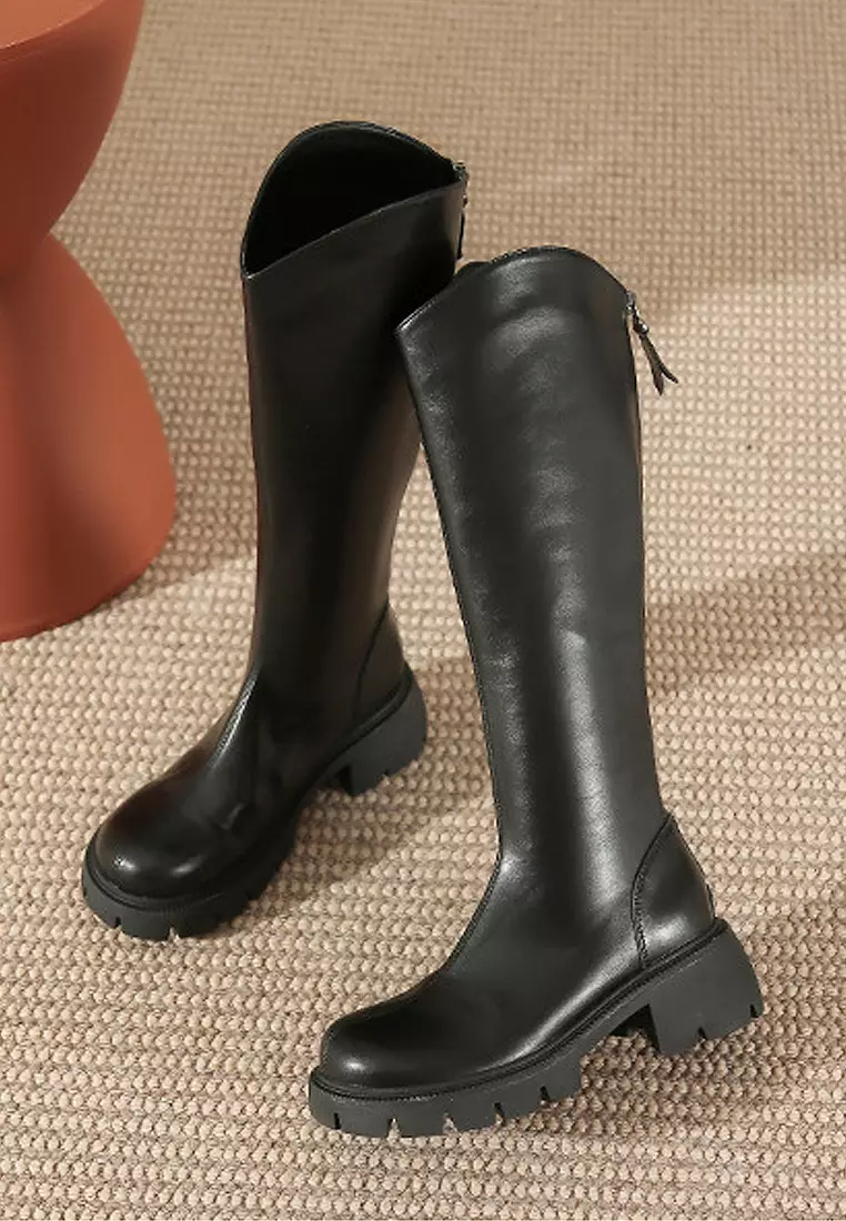 VANSA Simple Round Toe Platform High Boots VSW-B686106