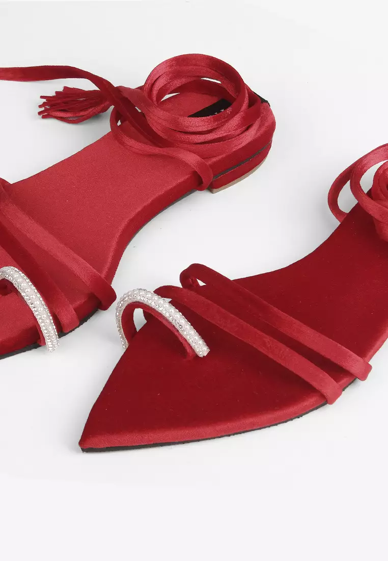 Iride Strappy Sandal in Red - Inpaca