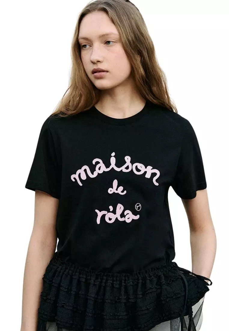 Maison De Rola Embroidery T-Shirt - Black