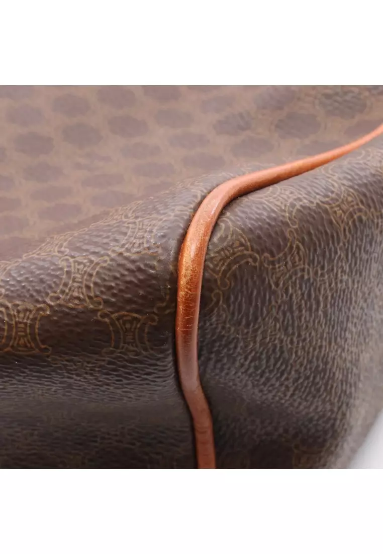 Pre-Loved Celine Macadam Handbag mini boston bag PVC leather Dark brown Brown