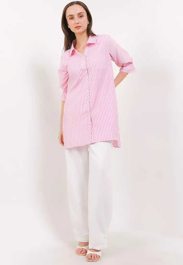 High and low Stripe motif Tunic