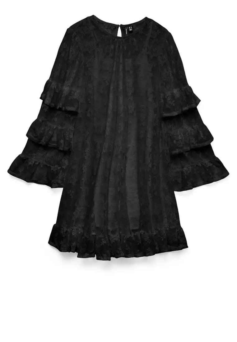 Long Sleeves Lace Jersey Dress