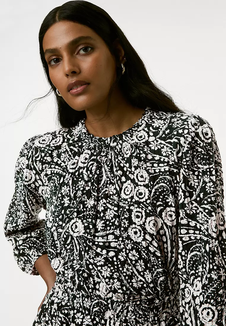 Cotton Rich Printed Midi Column Dress