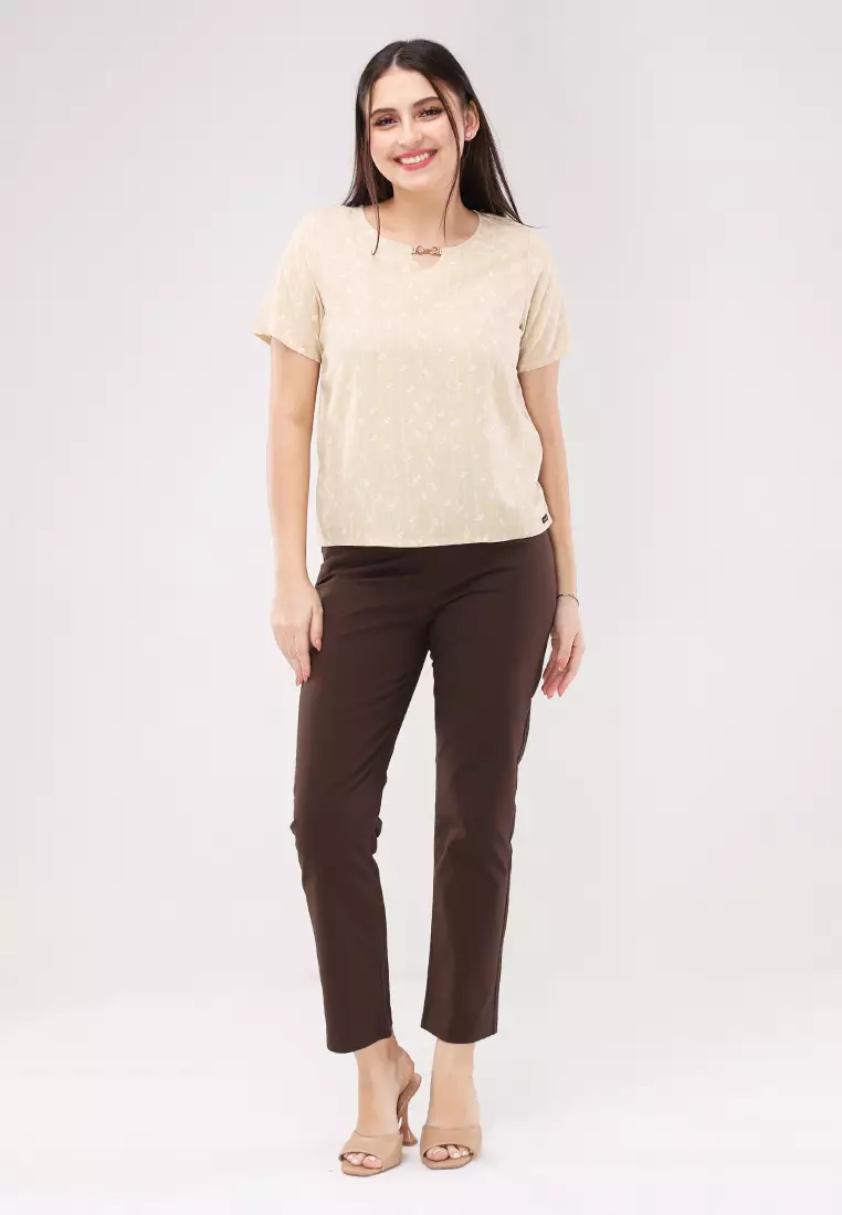 Woven Printed Rayon Short Sleeves Blouse