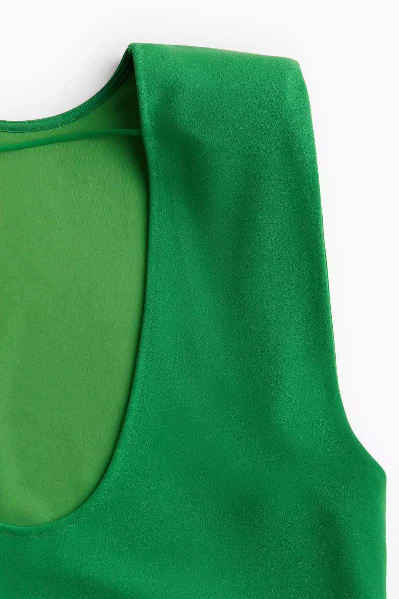 h&m green short dress H&M Green Waffle Mini Dress – Sancho's main image 1