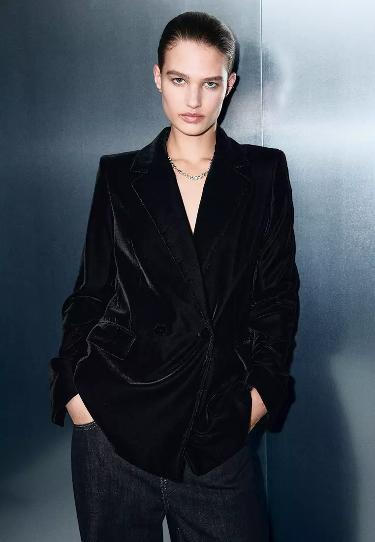 Double-Breasted Velvet Jacket