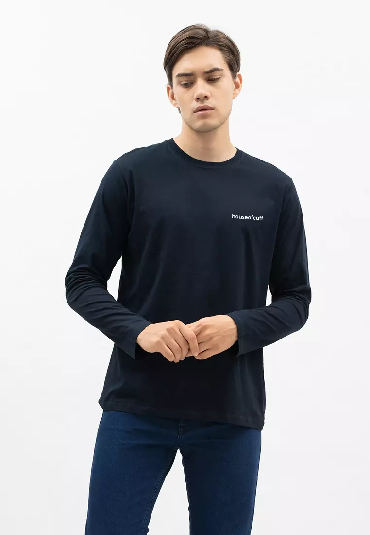 Houseofcuff Kaos Cotton Combed Lengan Panjang Pria Navy