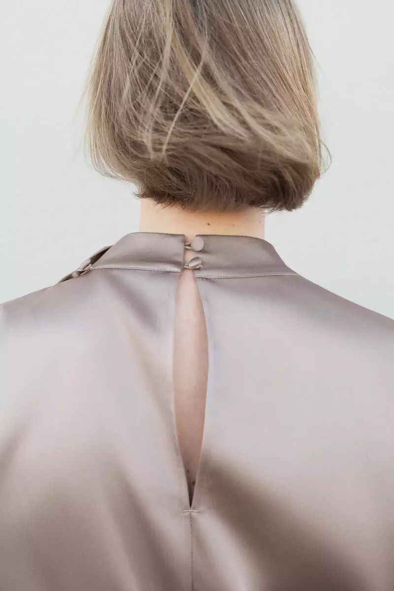 Shawl-detail satin blouse