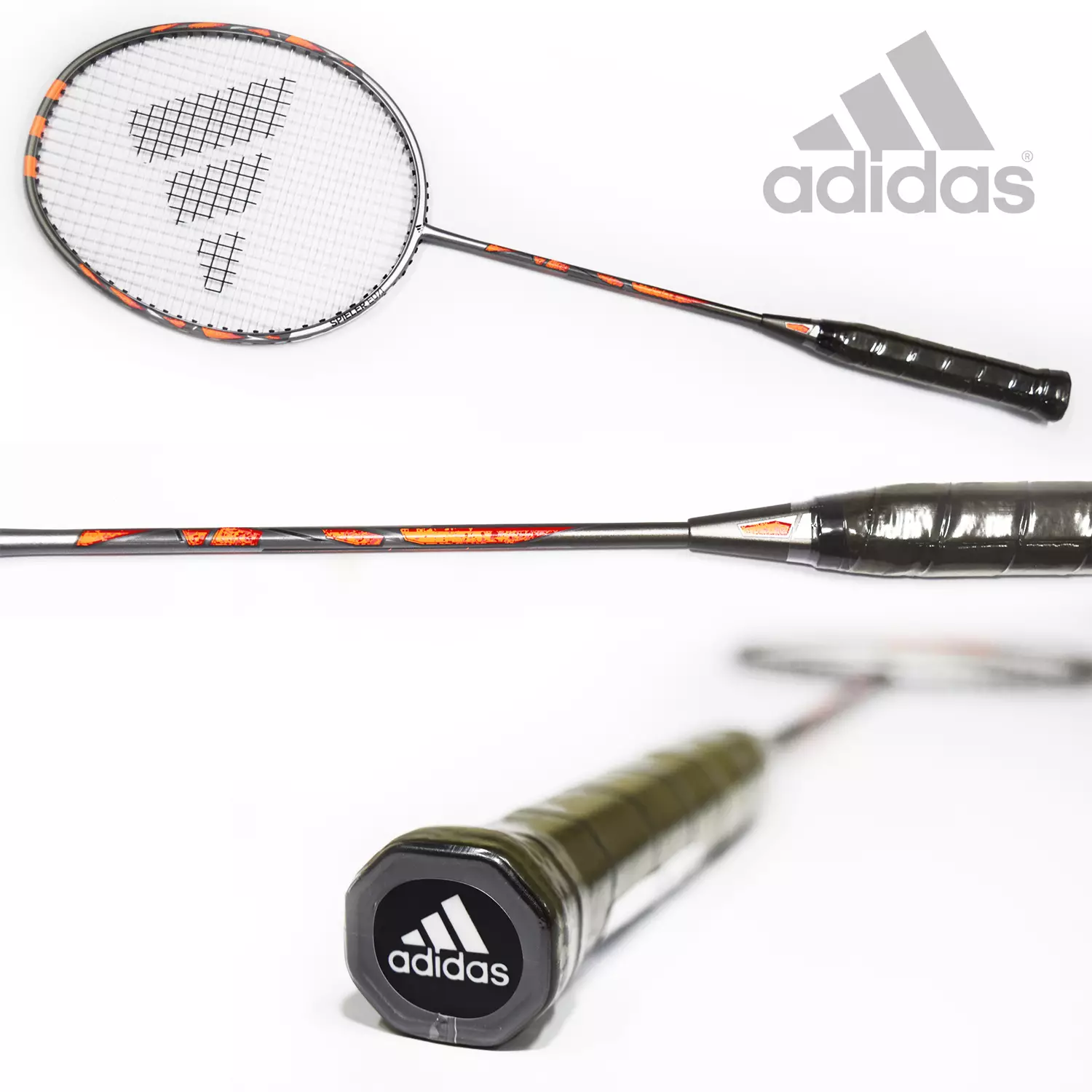 Paket Raket Badminton Spieler E07.1 Matte Silver dan Grip Adidas Overgrip Black