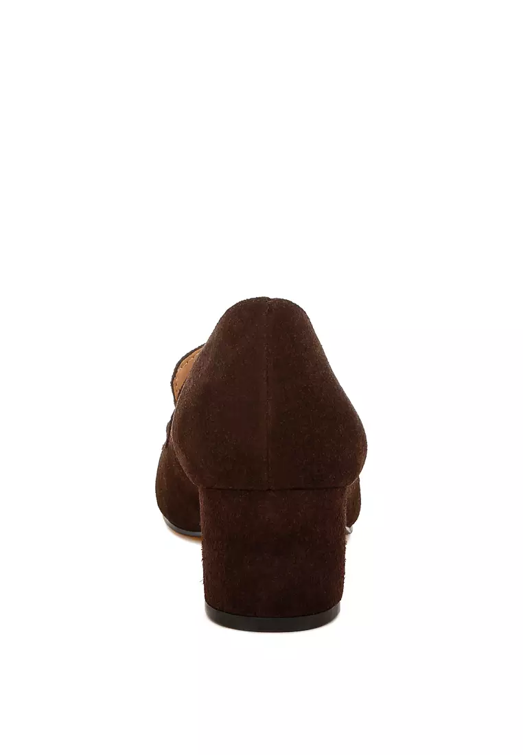 Tassels Detail Suede Loafers in Brown