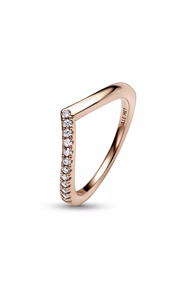 Pandora Timeless 14K Rose Gold Plated Wish Half Sparkling Ring