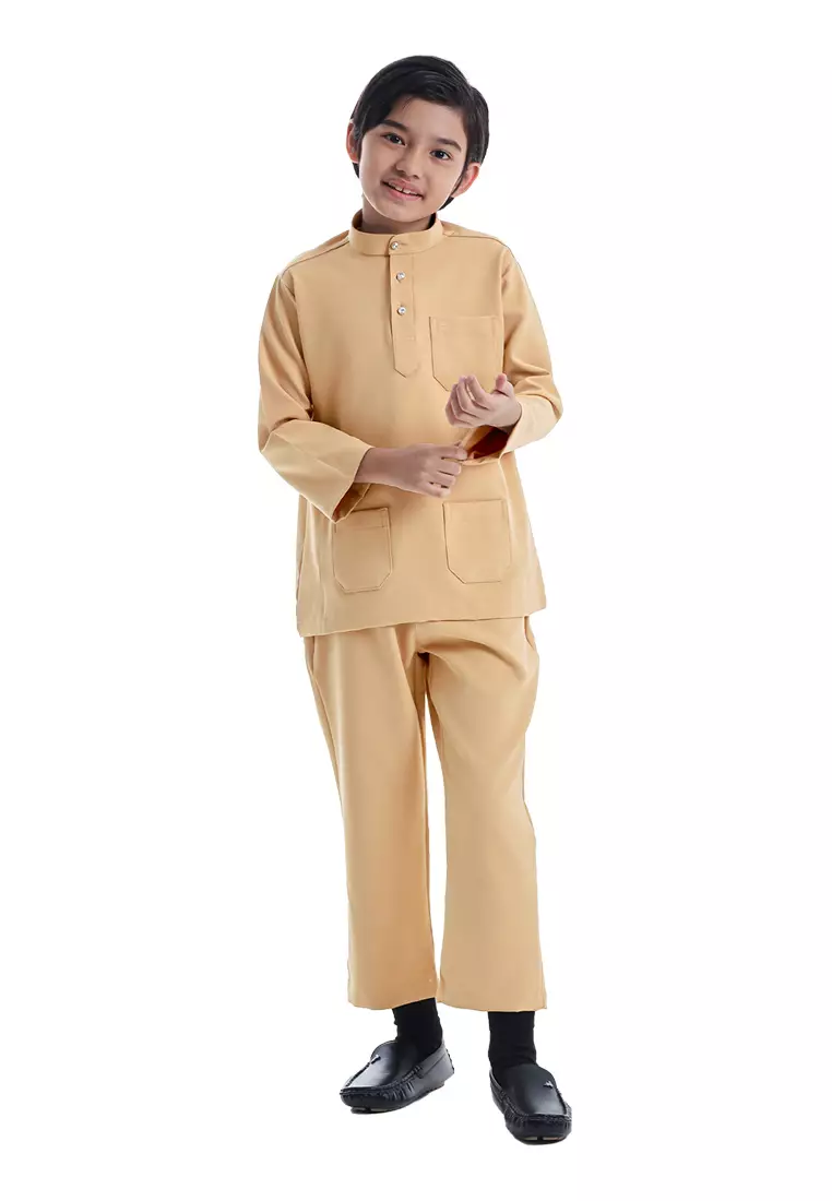 Alain Delon Baju Melayu Cekak Musang Budak - 19026501-80Latte