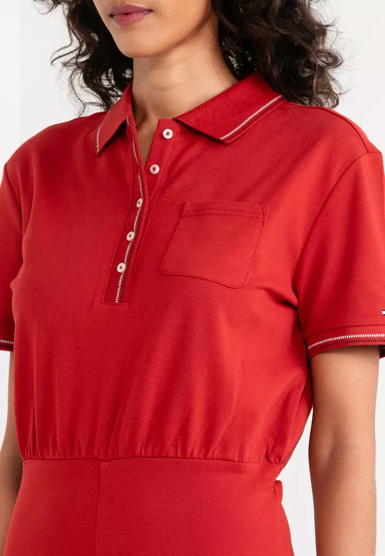 ワンピース Short Sleeve Polo Mini Dress M rose】Short Sleeve Polo Dress