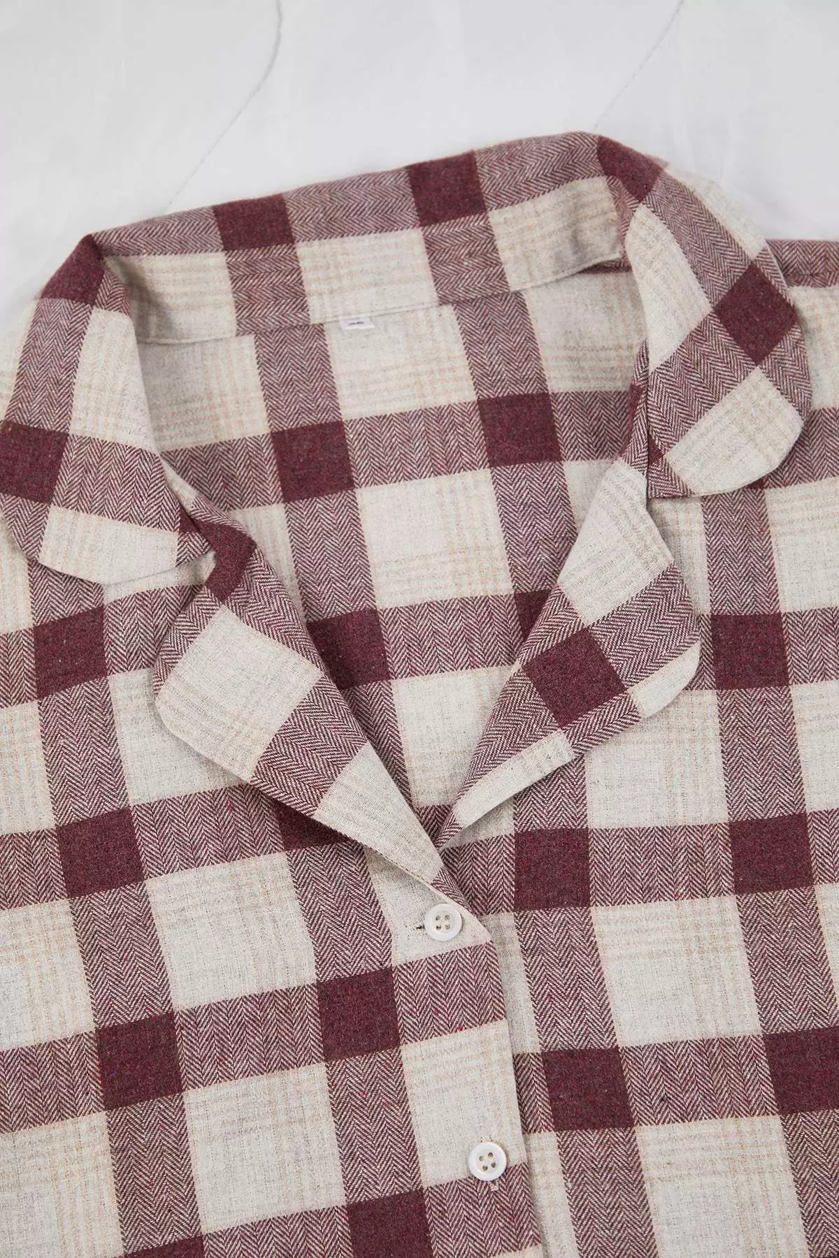 Red-Multicolor Cotton Thick/Winter Plaid Flannel Woven Pajamas Set Thmaw26Pt196