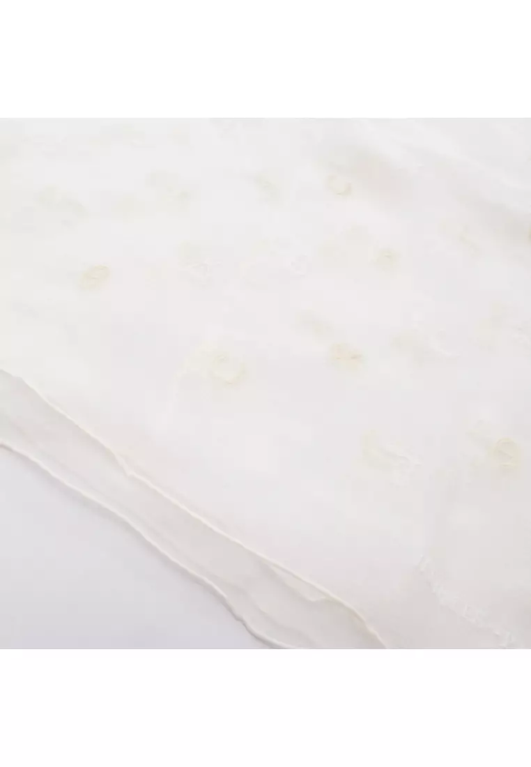 Pre-Loved Hermès carres 100 Multicharms scarf shawl embroidery silk white