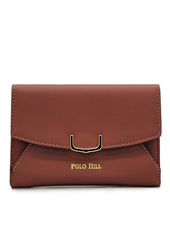 POLO HILL brown and red and purple POLO HILL Ladies Short Flap Over Tri-Fold Wallet DB5C3ACE6ABAD9GS_1