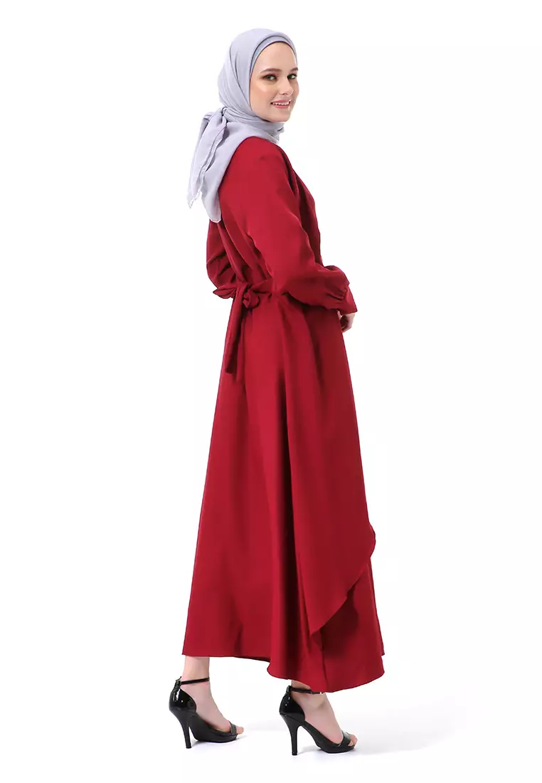 Catline Dress Gamis Jumbo Syar'i Lengan Panjang Regular Fit Premium Quality - Maroon