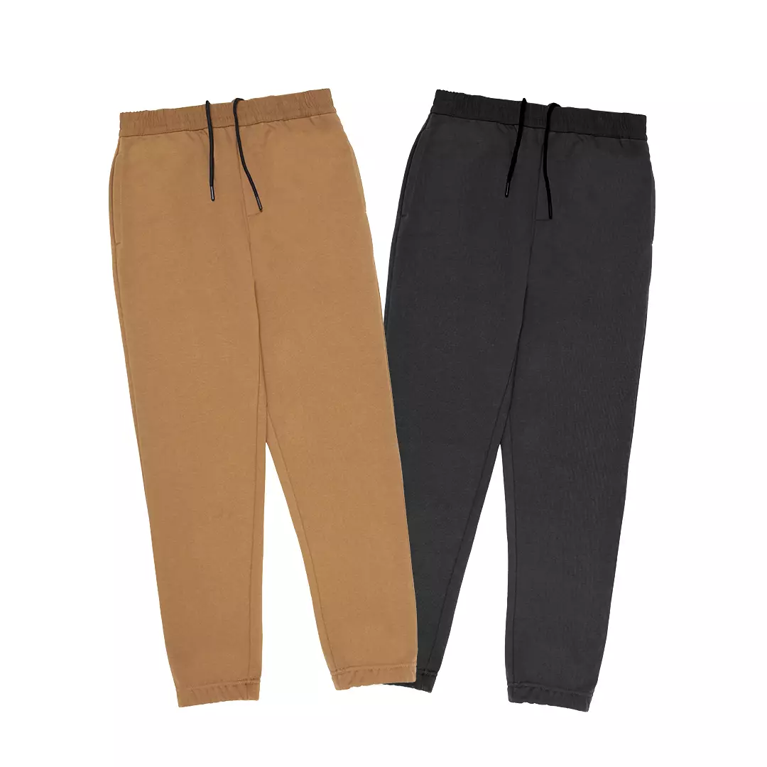 French Terry Black Drawstring Jogger Pants Brown