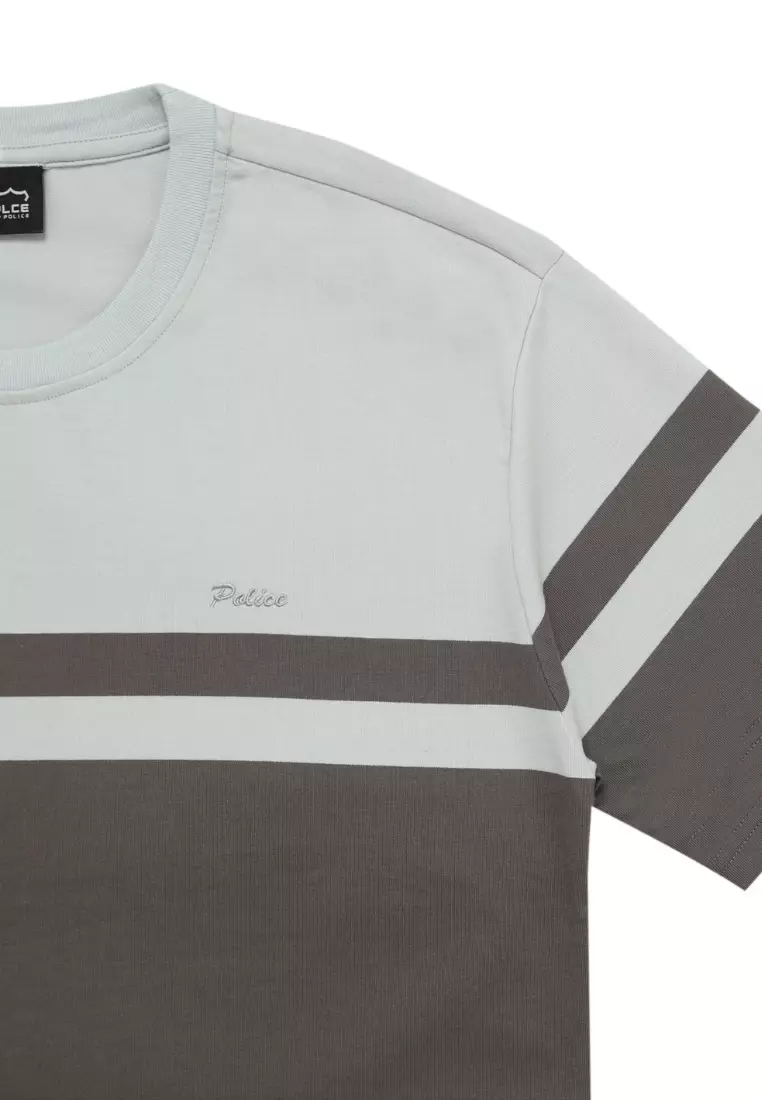 POLICE T-Shirt Salur Bordir Cotton Premium Tebal Pria 53019