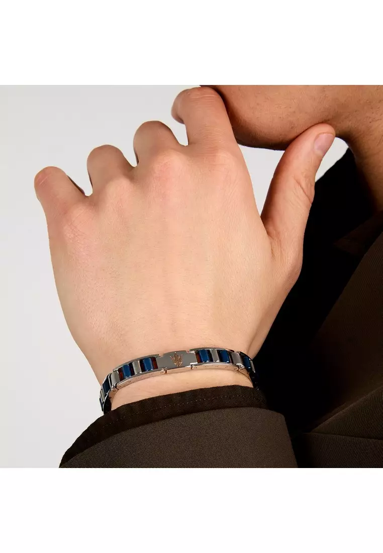 MASERATI Jewels 215mm Men's Stainless Steel, Ceramic Bracelet, Ceramic Blue, JM225ATZ55 (Adjustable)