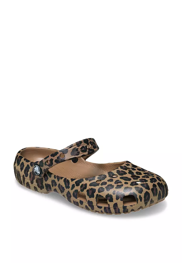[Get 1 Size Down] Crocs Women Classic Animal Ballet - Sepia/Leopard