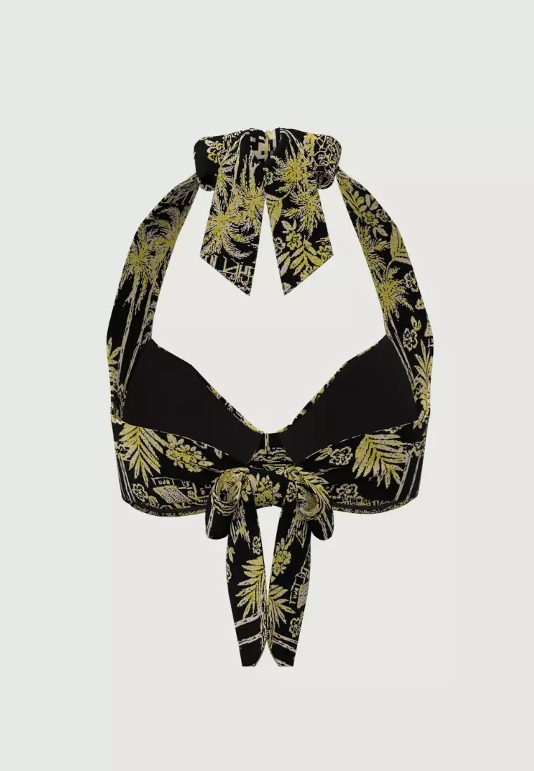 Tropadelic Days Black Knot Front Bikini Top