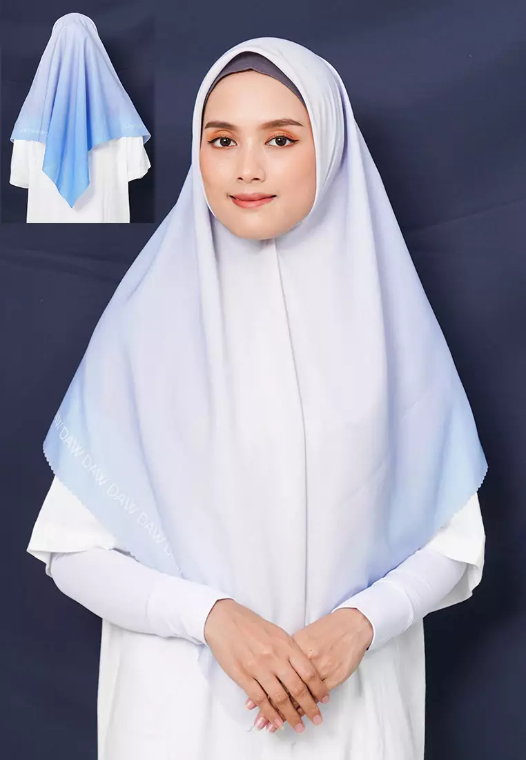 WK047 kerudung segi empat gradasi multicolor DAW Project Glow Series Grey Orange